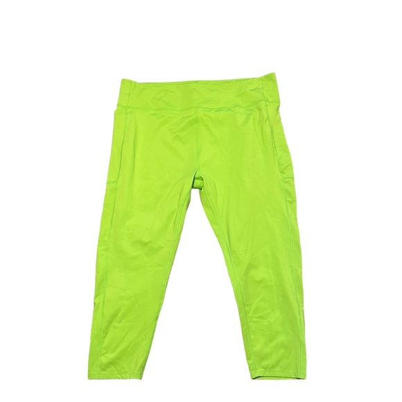 GIRLFRIEND COLLECTIVE Neon Green 3/4 Yoga Leggings - Picture 4 of 7